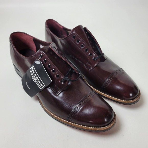 Stacy Adams Madison Mens Burgundy Kidskin Leather Cap Toe Oxford Shoes 00012-05 main image 10